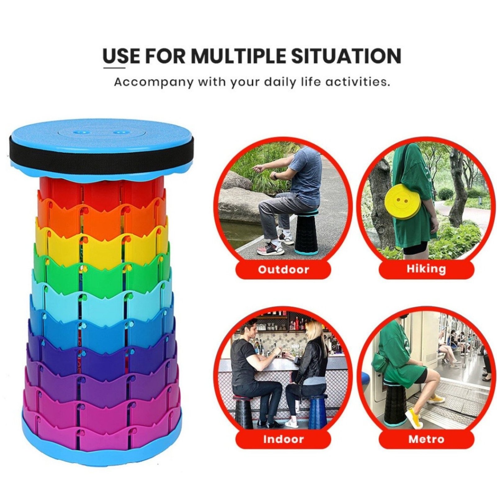 Rainbow Telescopic Folding Stool